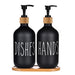 Dish Soap Dispenser and Hand Soap Dispenser with Bamboo Pump and Tray 16 Oz Matte Black Soap Dispenser Set for Kitchen