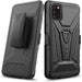 Alcatel TCL A3X A600DL Belt Clip Holster Kickstand Shock Proof Phone Case with Tempered Glass Screen Protector - Black