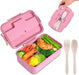 Bento Box for Kids Adults Lunch Box with 3 Compartment,Wheat Fiber Leak Proof Food Container with Spoon & Fork,1200Ml Lunch Boxes Containers for Men Women (Model2-Blue)