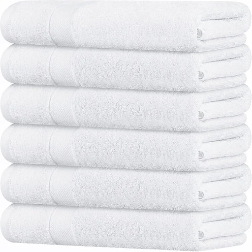 Wealuxe Small Bath Towels White - Lightweight 100% Cotton Bathroom Towels for Kids / Adults [22X44 6 Pack]