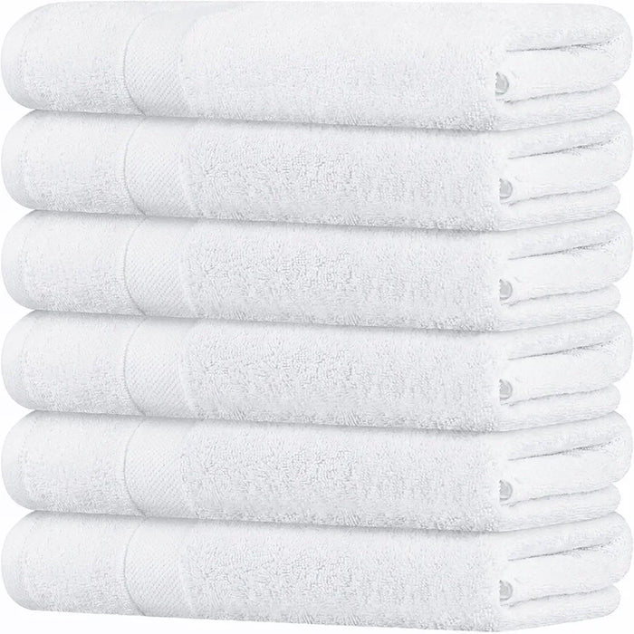 Wealuxe Small Bath Towels White - Lightweight 100% Cotton Bathroom Towels for Kids / Adults [22X44 6 Pack]