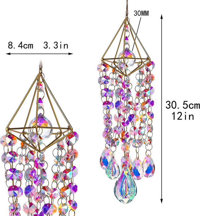 Crystal Suncatchers Hanging Wind Chime Style Garden Suncatcher Rainbow Maker Handmade Gold Plated Suncatcher