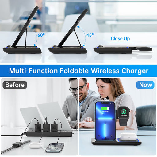 Wireless Charger, 3 in 1 Qi-Certified 15W Fast Charging Station for Apple Iwatch Series 5/4/3/2/1,Airpods,Wireless Charging Stand for Iphone 13/12/11 Series/Xs MAX/XR/XS/X/8/8 Plus/Samsung