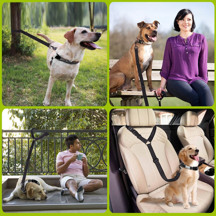 Dog Seat Belt, Black Adjustable Pet Puppy Doggie Car Safety Harness Restraint Headrest 2 Piece