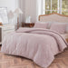 Queen Size Comforter Set, Chevron Tufted Design Blush Pink , Boho Bedding for Queen Bed ,Lightweight and Fluffy for All Seasons, 3 Piece