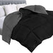 Comforter Duvet Insert - Quilted Comforter with Corner Tabs - Box Stitched down Alternative Comforter (Black/Grey, King)