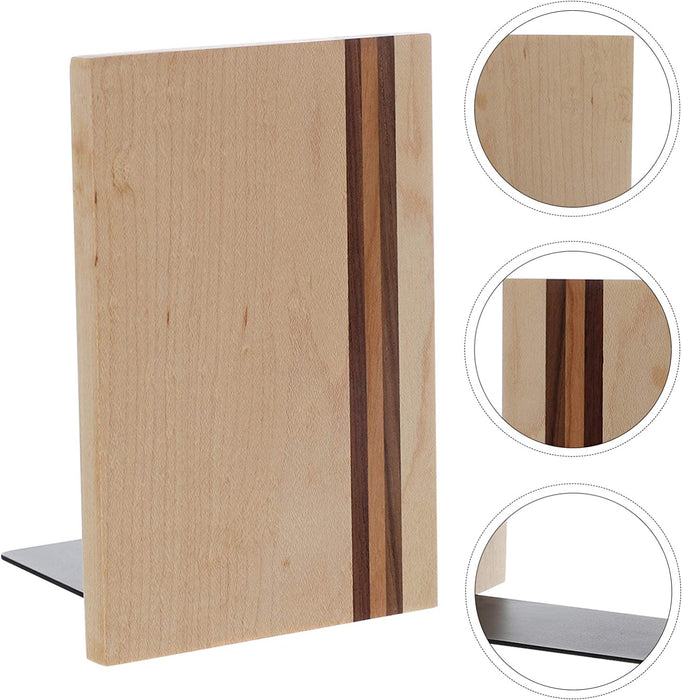 Office Decor Wood Bookends Wood Book Ends for Home Rustic Bookend Desktop Book Stopper Desktop Organizer for Home Office Office Bookshelf