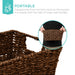 Set of 4 Multipurpose Stackable Seagrass Laundry Organizer Tote Baskets W/ Insert Handles - Brown