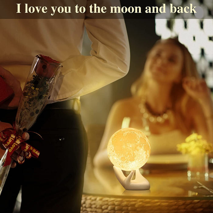 Balkwan Moon Lamp 3.5 Inches 3D Printing Moon Light Uses Dimmable and Touch Control Design,Romantic Funny Birthday Gifts for Women,Men,Kids,Child and Baby. Rustic Home Decor Rechargeable Night Light