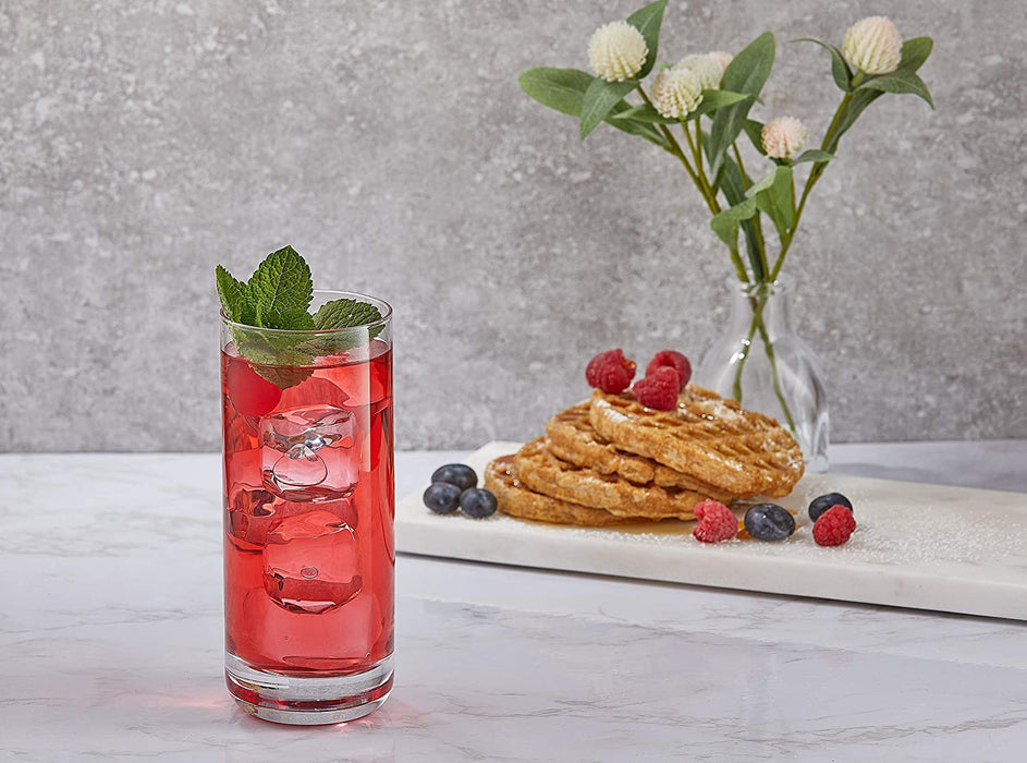 Faye 13Oz Highball Glasses, 6Pc Tall Glass Sets. Lead-Free Crystal Glass Drinking Glasses. Water Glasses, Mojito Glass Cups, Tom Collins Bar Glassware, and Mixed Drink Cocktail Glass Set