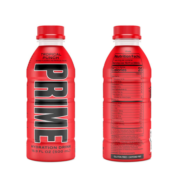 Prime Hydration Sports Drink Variety Pack - Energy Drink, Electrolyte Beverage - Lemon Lime, Tropical Punch, Blue Raspberry - 16.9 Fl Oz (6 Pack) by