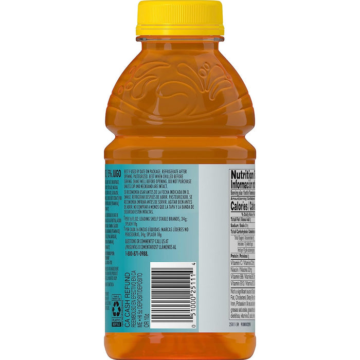 V8 Splash Mango Peach Flavored Juice Beverage, 16 FL OZ Bottle (Pack of 12)