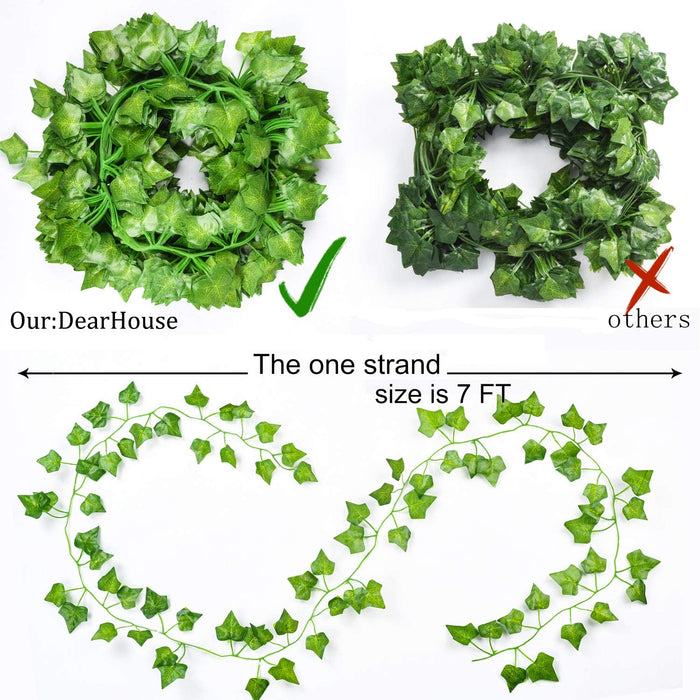 84 Feet 12 Strands Artificial Ivy Leaf Plants Vine Hanging Garland Fake Foliage Flowers Home Kitchen Garden Office Wedding Wall Decor, Green