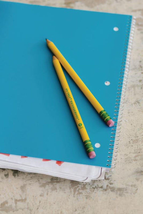 Ticonderoga My First Wood-Cased Pencils, Pre-Sharpened, Bonus Sharpener, Yellow, 4 Count