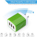 Wall Charger,Usb Charger Adapter,3.1A/3Pack Muti Port Fast Charging Station Power Charge Base Block Plug,Green