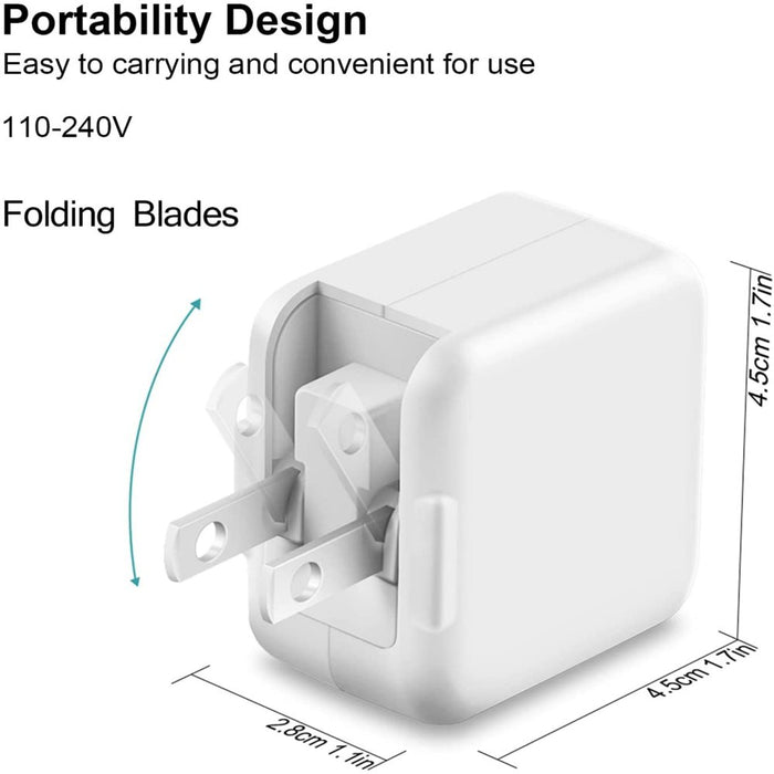 Iphone 14 13 12 11 Charger Ipad Charger-Apple Mfi Certified-12W USB Wall Charger Foldable Portable Travel Plug with USB Charging Cable Compatible with Iphone, Ipad, Ipad Mini, Ipad Air 1/2/3, Airpod