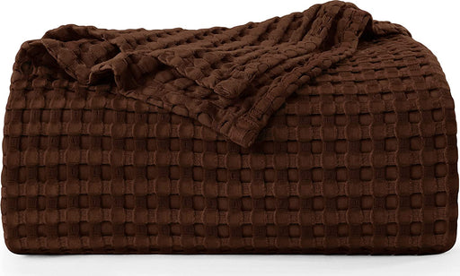 Cotton Waffle Blanket 300 GSM (Brown - 90X108 Inches) Soft Lightweight Breathable Bed Blanket King Size Layering Any Bed for All Season