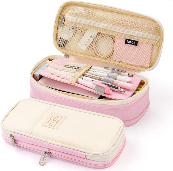 EASTHILL Big Capacity Pencil Pen Case Office College School Large Storage High Capacity Bag Pouch Holder Box Organizer Light Blue