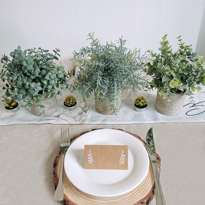 Set of 3 Mini Potted Artificial Eucalyptus Plants Plastic Fake Green Rosemary Plant for Home Decor Office Desk Shower Room Decoration