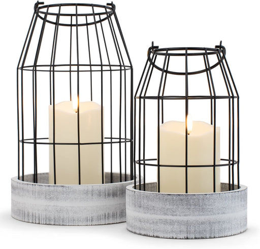 Rustic Farmhouse Lantern Decor - Stylish Decorative Lanterns for Your Living Room, Fireplace Mantle or Kitchen Dining Table - Modern Upscale Beauty for Your Entire Home