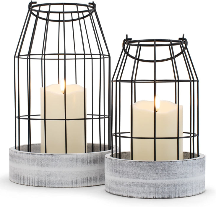 Rustic Farmhouse Lantern Decor - Stylish Decorative Lanterns for Your Living Room, Fireplace Mantle or Kitchen Dining Table - Modern Upscale Beauty for Your Entire Home