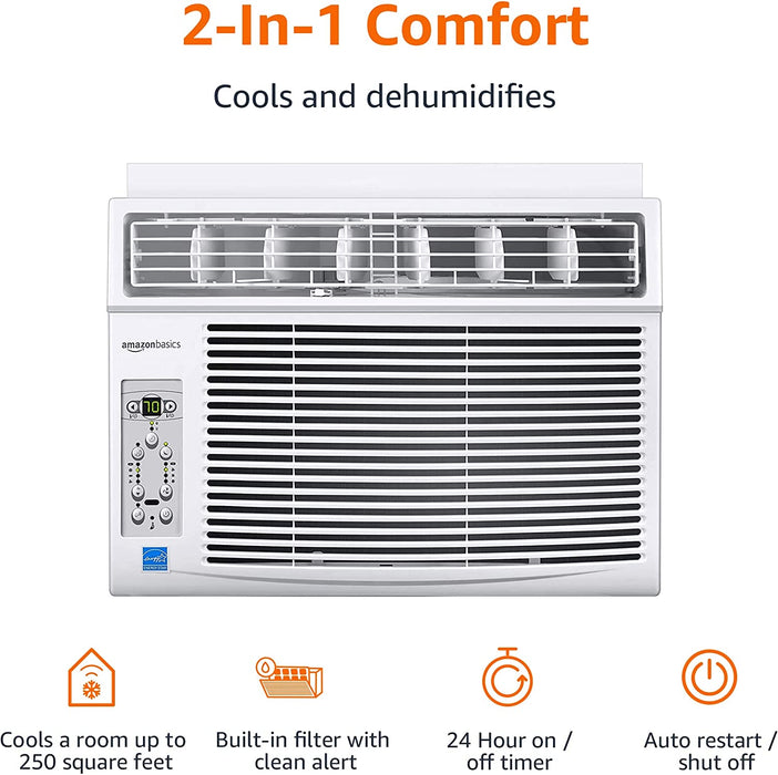 Window-Mounted Air Conditioner with Remote - Cools 250 Square Feet, 6000 BTU, Energy Star, Energy Star