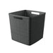 Jute 11" Cube Basket, Resin Plastic Storage Bin, Grey Flannel