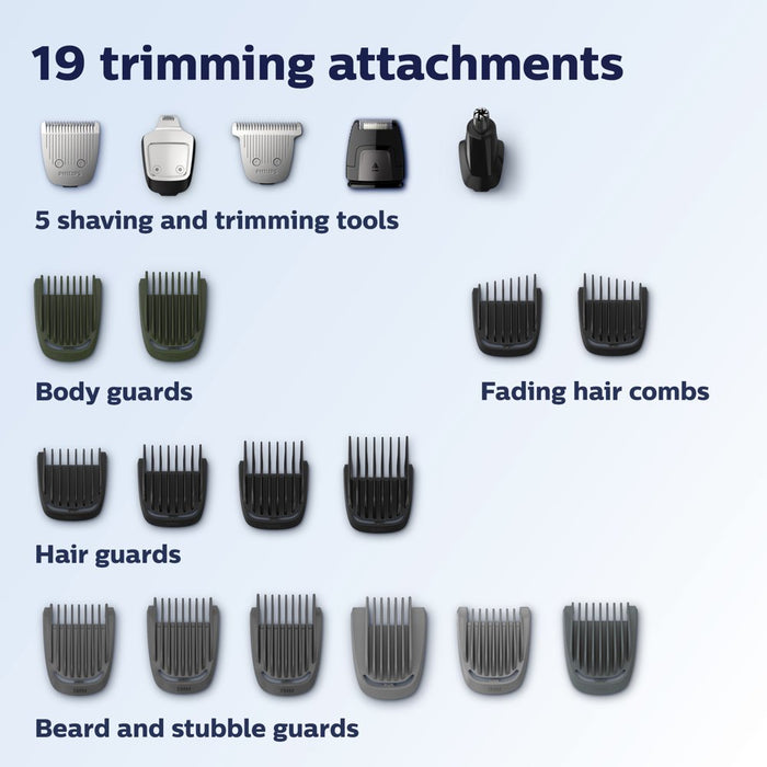Multigroom Series 7000 23 Piece Mens Grooming Kit, Trimmer for Beard, Head, Body, and Face - No Blade Oil Needed, MG7750/49
