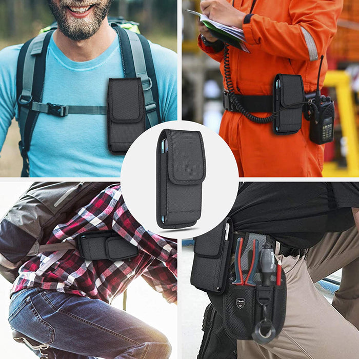 Cell Phone Pouch Nylon Belt Holster Case Compatible with Iphone 14 13 12 11 Pro Max, XS Max, Samsung Galaxy S21 FE S20+ S22 Ultra A12 A13 A53 A32 A52 A22 A42, X-Large
