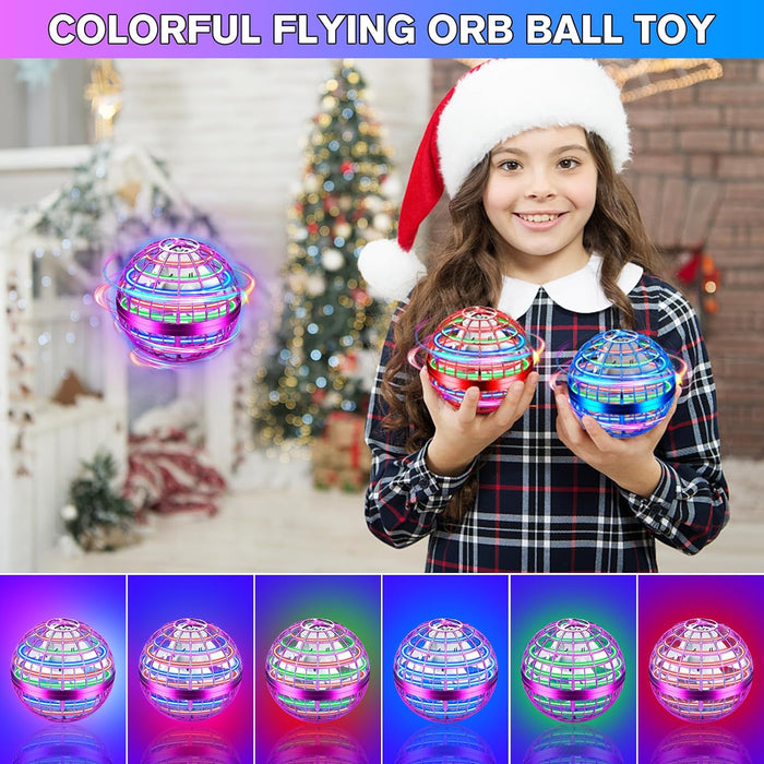 Flying Orb Ball Toys,Galactic Fidget Spinner for Kids,Magic Boomerang Spinner with Flashing LED Lights,Hand Controller Mini Drone for Kids Adults Outdoor Indoor,Cool Toys (Purple)
