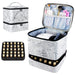 Nail Polish Organizer and Nail Dryer Case, Double-Layer Nail Polish Storage Holds 30 Bottles (15Ml/0.5 Fl.Oz) and 1 Led Nail Lamp, Travel Carrying Case for Nail Polish Kit Set (Marbling-White)