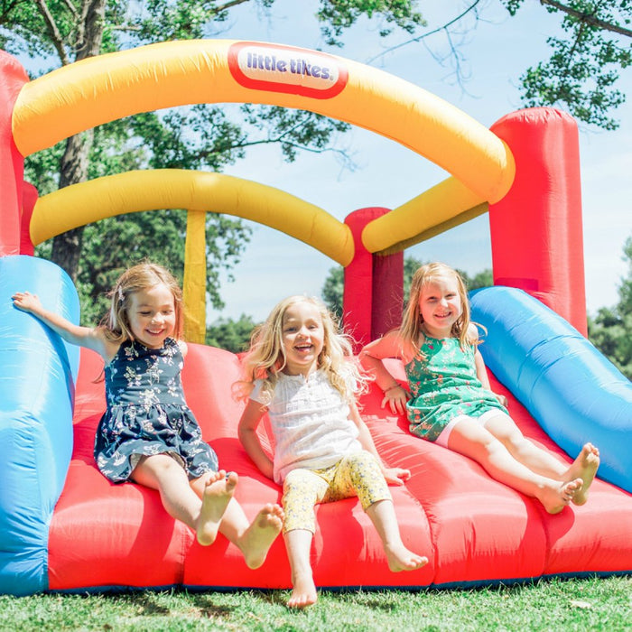 Little Tikes Jump 'N Slide 9'X12' Inflatable Bouncer, Inflatable Bounce House with Slide and Blower, Multicolor- Indoor Outdoor Toy for Kids Girls Boys Ages 3 4 5+