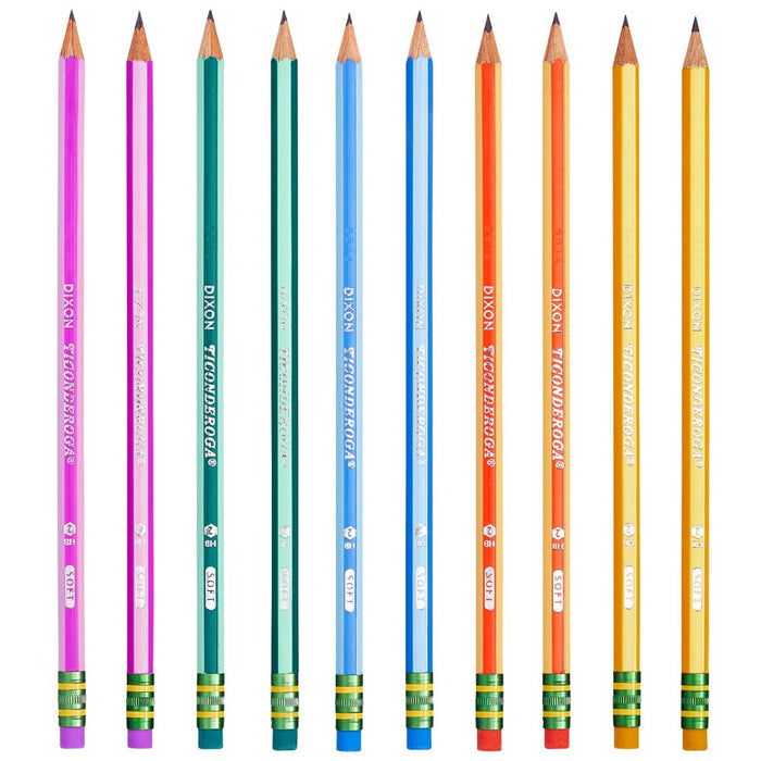 Ticonderoga Striped Wood-Cased Pencils, #2 HB Soft, Pre-Sharpened, 10 Count