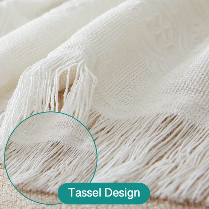 Cotton Geometrical Sofa Cover, Sectional Couch Covers for 2 Cushion Couch Couch Cover Living Room Throws Blankets Sofa Slipcovers, Furniture Protector for Pets (Medium, 71" X 91", White)