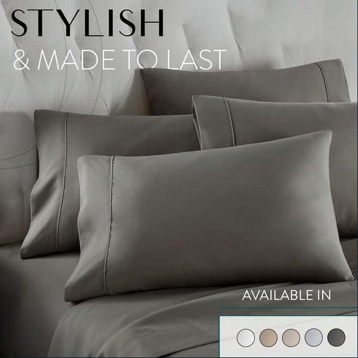 Grey Queen Size Bed Sheets Set - 6 Pc Soft Bedding & Pillowcases Set W/ Deep Pockets - Breathable, Wrinkle Free & Fade Resistant