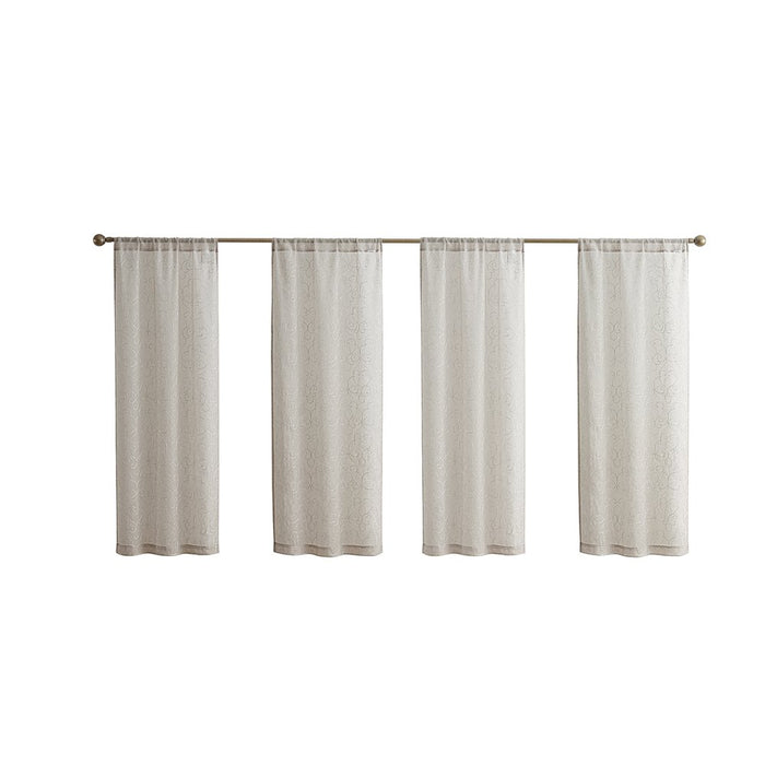 Mainstays Modern Scroll Beigerod Pocket Sheer Curtain Set, 28" X 63" (4 Panels)
