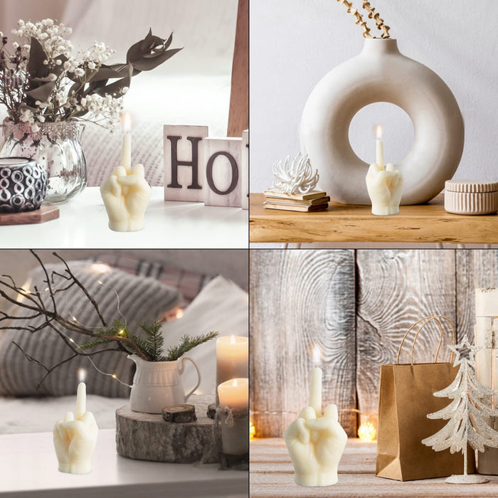 Middle Finger Scented Candle Danish Pastel Room Decor Aesthetic Pine Fragrance Soy Wax Aromatherapy Hand Gesture Candles Desk Statues Sculpture Decorations Gift for House Bedroom Supplies Milky
