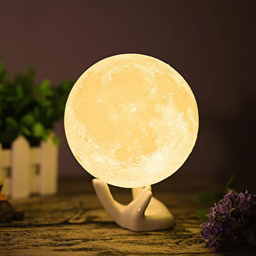 Balkwan Moon Lamp 3.5 Inches 3D Printing Moon Light Uses Dimmable and Touch Control Design,Romantic Funny Birthday Gifts for Women,Men,Kids,Child and Baby. Rustic Home Decor Rechargeable Night Light