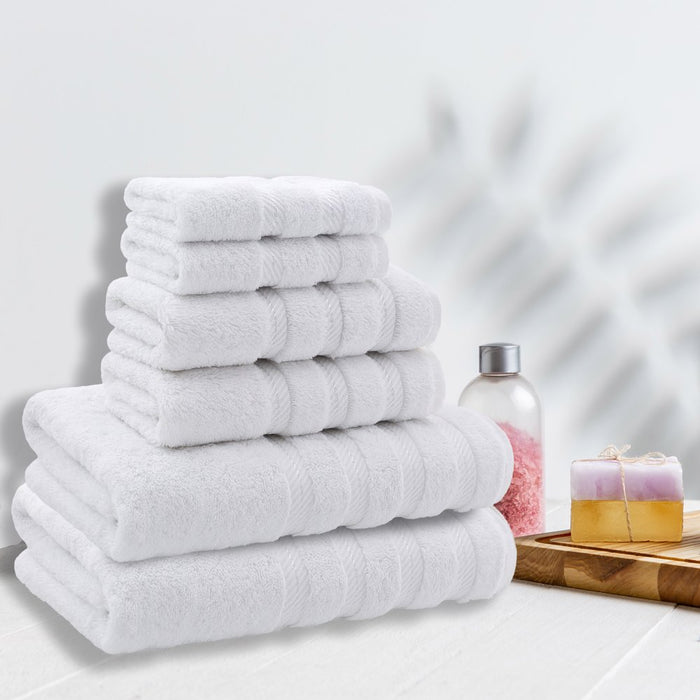 6 Piece Premium Bath Towel Set, 100% Turkish Cotton Towels for Bathroom, White