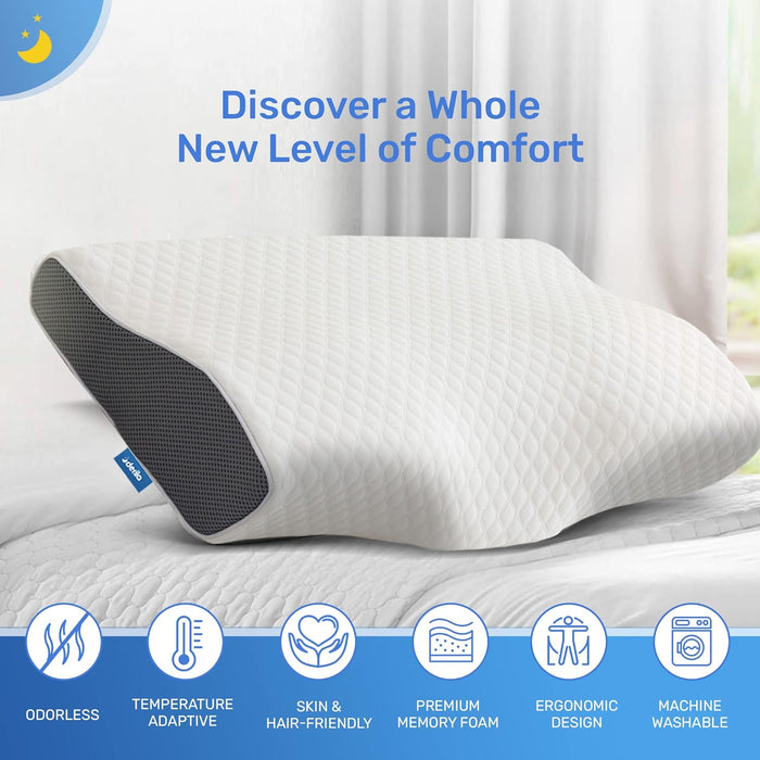 Cervical anti Snore Pillows for Sleeping - Ergonomic Neck Support Pillow for Neck & Shoulder Pain Relief - Side, Back, Stomach Sleepers - Contour Best Bed Anti-Snoring Pillows for Sleeping