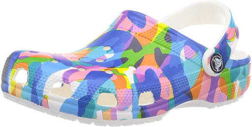 Unisex Classic Graphic Clogs, White/Multi, 8 US Men