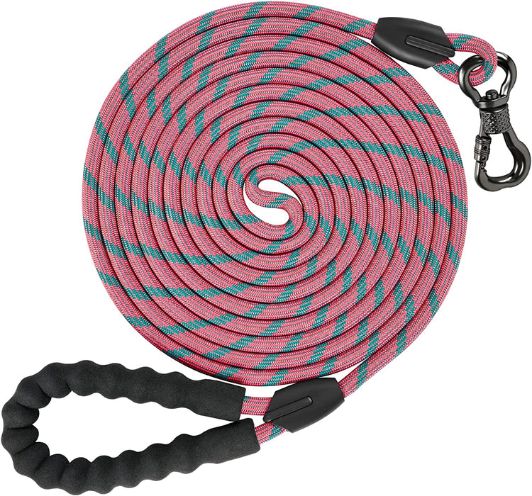 Heavy Duty Dog Leash, 30FT Reflective Dog Leash with Swivel Lockable Hook and Comfortable Padded Handle, Puppy Leash for Walking, Hunting, Camping, Backyard for Small Medium and Large Dogs
