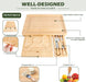 Bamboo Charcuterie Boards Cheese Board Knife Set, 15.7"X 13" Charcuterie Board and Hidden Serving Trays X2 for Charcuterie Cheese Fruit,House Warming New Home for Couple Women Mom