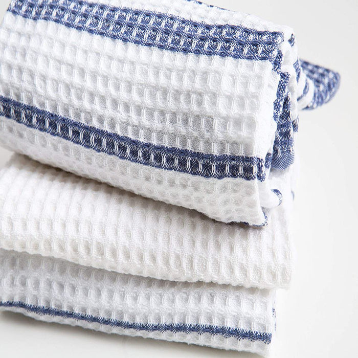 Cotton Waffle Weave Kitchen Towels, Blue, 3 Pack, 28 in X 16 In