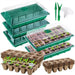 5 Pack Seed Starter Tray Kit, 15 Peat Pots for Seedlings Plastic Growing Germination Trays with Plants Labels, Planting Tools, Germination Plant Starting Pots for Plant Seeds, Green