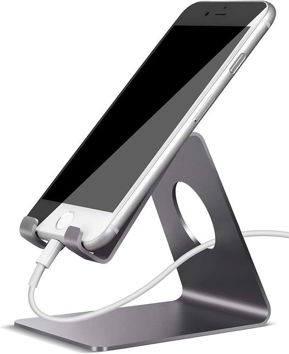 Cell Phone Stand, Desk Phone Holder Cradle, Compatible with Phone 12 Mini 11 Pro Xs Max XR X 8 7 6 plus SE, All Smartphones Charging Dock, Office Desktop Accessories - Silver
