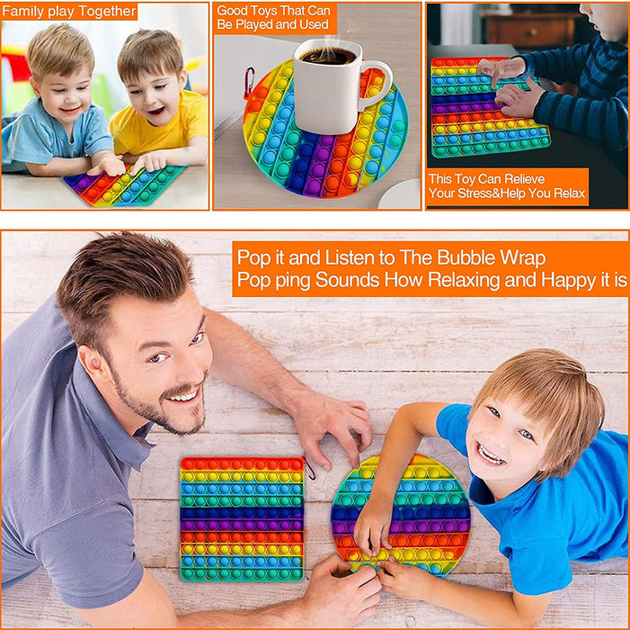 Big Pop It Fidget Toy, Poppers Fidget Toy 100 Pop Bubbles Silicone Pressure Relieving Toy,For Kids Autism and Adult Anxiety Easy to Grasp Pop Silicone Toy