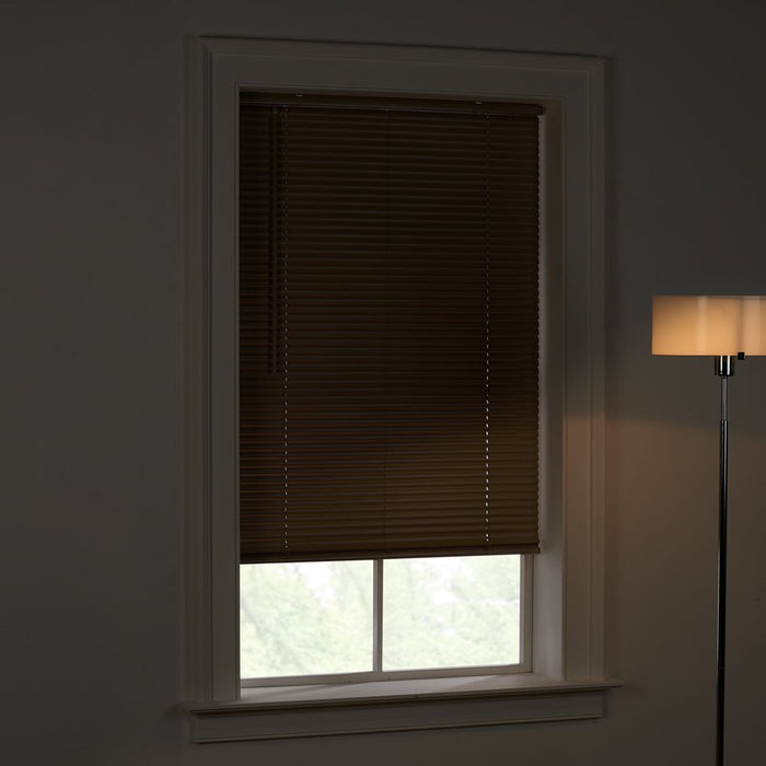 Mainstays 1" Cordless Vinyl Room Darkening Mini Blinds, Khaki, 29X64