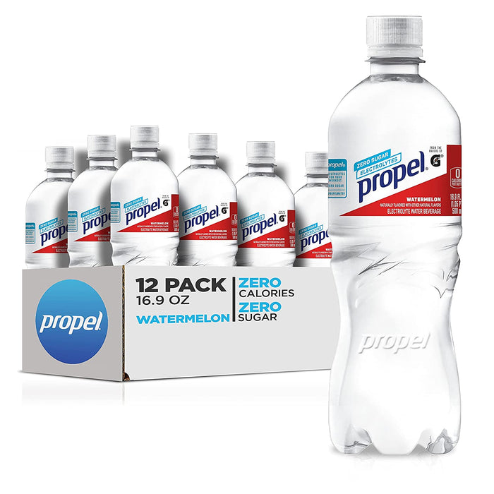 Propel, Watermelon, Zero Calorie Sports Drinking Water with Electrolytes and Vitamins C&E, 16.9 Fl Oz (Pack of 12)