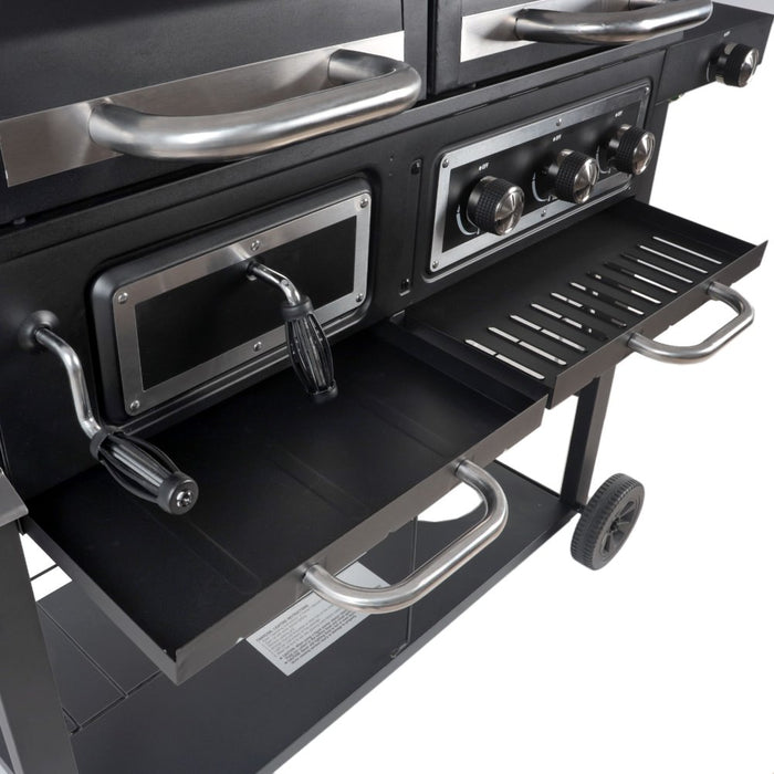 Revoace Dual Fuel Gas & Charcoal Combo Grill, Black with Stainless